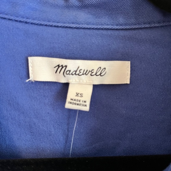 Madewell Mini Shirt Dress in (Re)generative Chino Button-Up Blue Women XS NWT - Picture 4 of 5